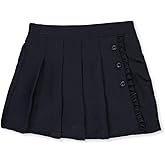 Nautica Girl's School Uniform Pleated Pull-on Scooter Skirt with Undershorts, Knit Waistband, Navy Ruffle, 6