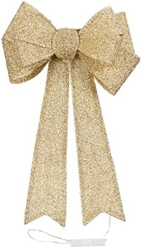 Nerosworld Gorgeous Giant Light Up Door Bow With 25 Warm White LED Light For Christmas Festive Celebration- Champagne (Champagne)