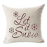 SODIAL(R) Let It Snow Beautiful Snowflakes Merry Christmas Gifts flax Throw Pillow Case Cushion Cover Home Office Living Room Decorative Square 18 X 18 inch:Beige + red