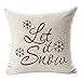 SODIAL(R) Let It Snow Beautiful Snowflakes Merry Christmas Gifts flax Throw Pillow Case Cushion Cover Home Office Living Room Decorative Square 18 X 18 inch:Beige + red