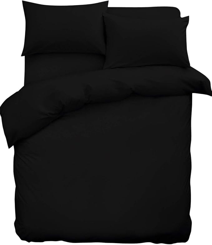 PERCALE NON IRON PLAIN DUVET SET QUILT COVER SET SINGLE DOUBLE KING