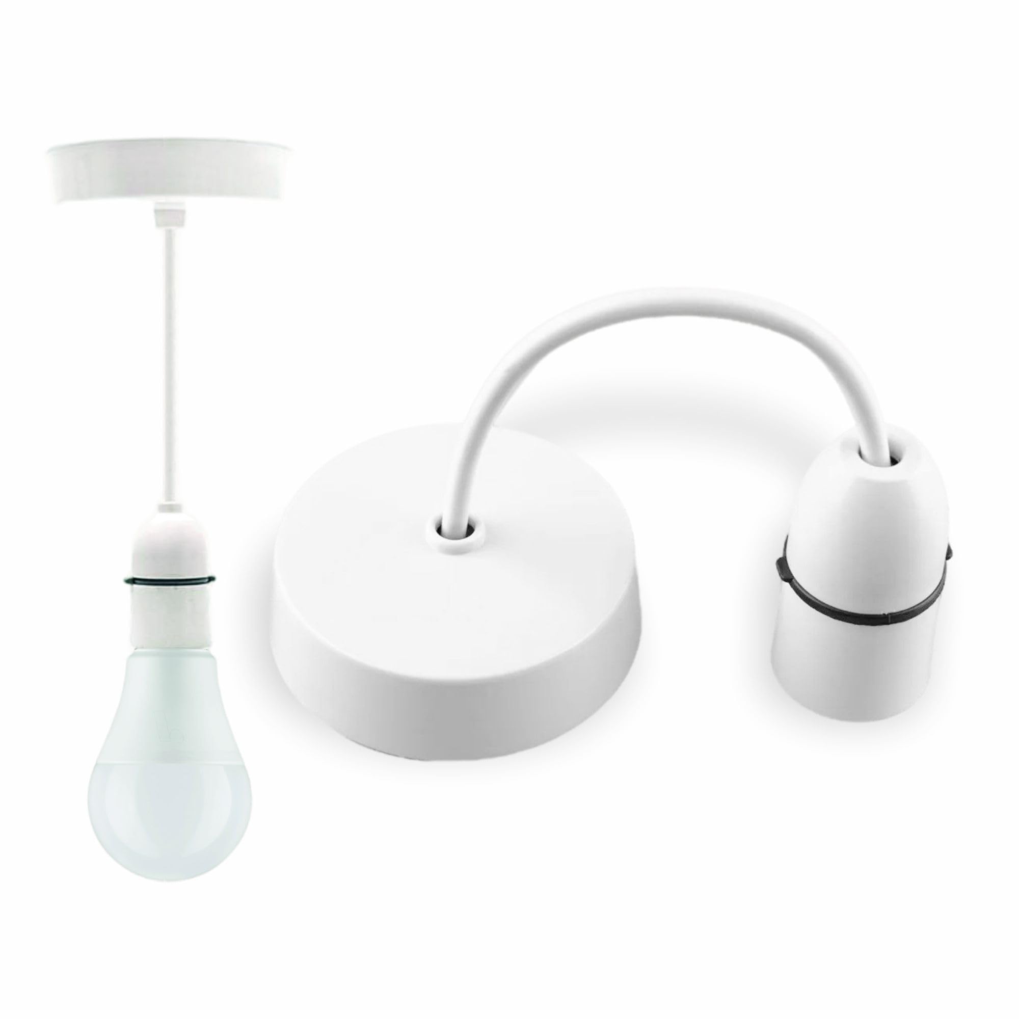 LORD C B22 Ceiling Pendant Bayonet 228mm 9 inch Bulb Holder Bulb Fitting Set Lamp Hanging for Living Room Dining Room Bedroom Kitchen Supplies Home Accessories 1pc (White, 9)