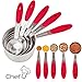 Measuring Cups and Measuring Spoons set by Chef U | Stainless Steel Measuring Cups and Spoons Set of 10 | Liquid Measuring Cup or Dry Measuring Cup Set | Stainless Measuring Cups | Nesting (Red)