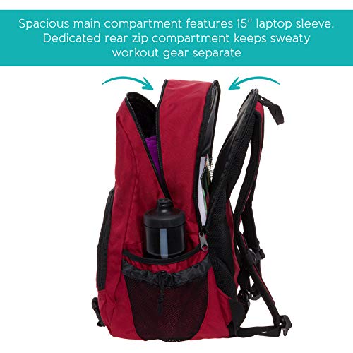 LISH Vinyasa Yoga Mat Backpack - Multipurpose Lightweight Gym Tote Bag with Straps (Maroon) - Thumbnail 2