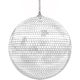The Dreidel Company Mirror Disco Ball 7" Inch, Silver Hanging Ball with Attached String for Ring, Reflects Light, Fun Party H