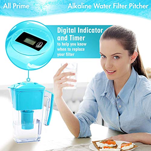 All Prime 2.5 Liter Alkaline Water Filter Pitcher with 2 Replacement