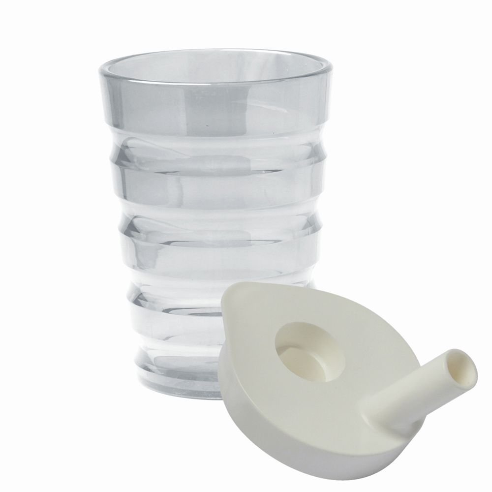NRS Healthcare Clear Easy Grip Beaker Cup and Lid, 200 ml