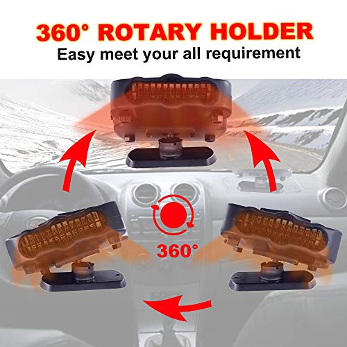 Portable Car Heater Fan Cooler, Vehicle Defrost Defogger Automobile, Thermostat 30s Fast Heating and Cooling, 12 V 2 in 1 Windshield Defrost (BLACK)