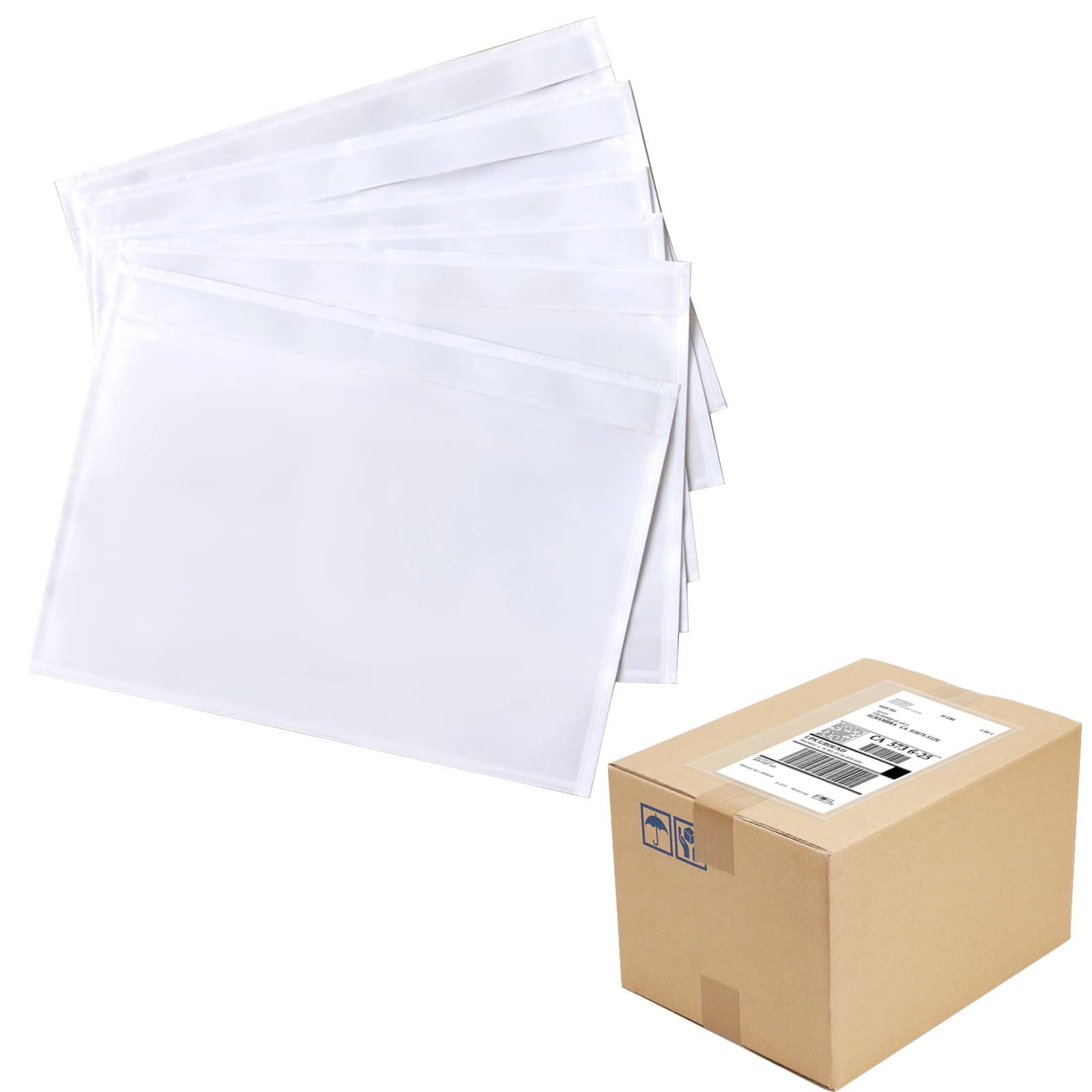 Photo 1 of 100 Pack 7.5" x 5.5" Clear Self-Adhesive Top Loading Packing List/Shipping Label Envelopes Pouches