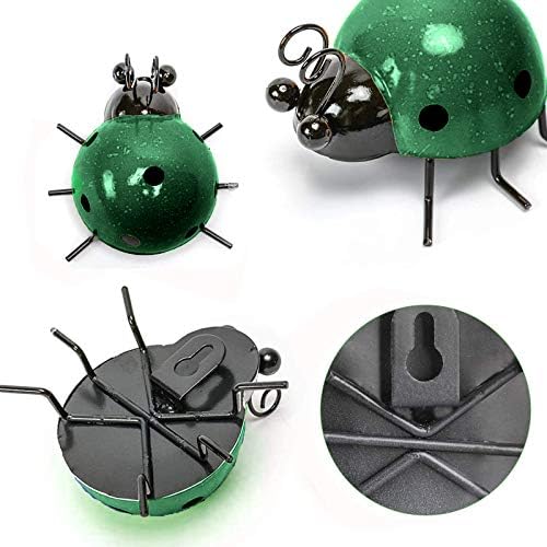 Steel ladybug wall decor set for outdoor garden, featuring vibrant ladybug designs.