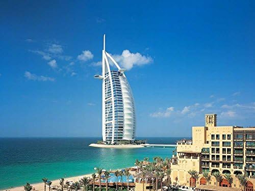 Al Jumeirah Dubai -Oil Painting On Canvas Modern Wall Art Pictures For Home Decoration Wooden Framed (20X16 Inch, Framed)