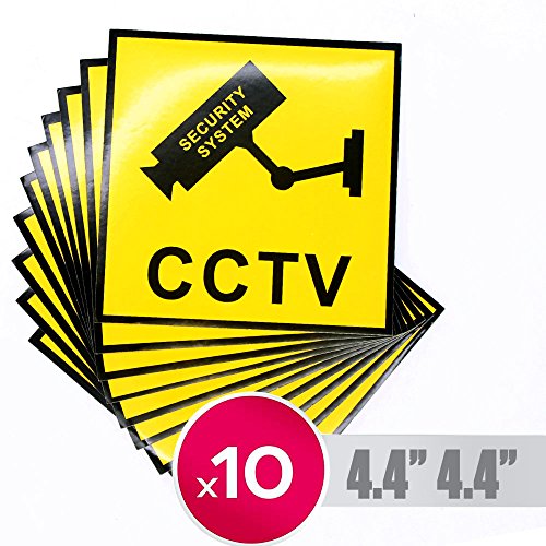 Video Surveillance Sticker Sign Decal - 10 Pack - Home Business Camera Alarm System Stickers Adhesive Under 24 Hours Security Warning Signs - Robbery & Theft Prevention