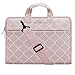 MOSISO Canvas Geometric Pattern Shoulder Bag Compatible with 15-15.6 inch Laptop, Pure Pink Grid