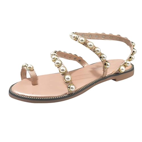 Zehentrenner, Dasongff Damen Pearl Flache Sandalen
