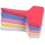 Aoyoho Hot 100PCS 5 Colors Waterproof Plastic Nursery Garden Labels T-type Plant Tags Markers with a gift