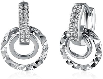 inalis Gold Plated White Cubic Zircon Crystals Creative Hoop Earrings for Women Girls Sensitive Ears Wedding Party Jewelry