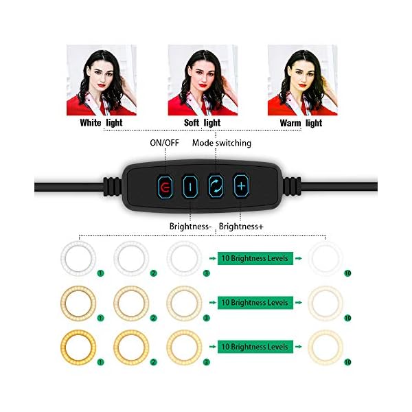 Thlevel LED Ringlicht Ringleuchte mit Stativ 10.2" Dimmbar USB Anschluss für schöne Fotos oder Videosschooting Live Streaming Portrait Schminken usw – Bild 5