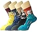 Pack of 4 Womens Cute Famous Painting Art Crew Socks, Funny and Cool 100% Cotton Socks for Women