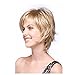 LEJIMEI Short Blonde Wigs for White Women Straight Bob Hair Wigs with Bangs Natural Synthetic Full Wig with Wig Cap LM029