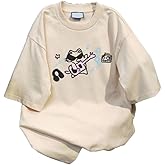 Y2K Cute Cat Graphic Tees for Women Kawaii Harajuku Oversized T-Shirt Casual Baggy Cotton Streetwear Tops