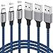 USB Type C Cable, JAHMAI USB-C to USB-A Charger 3 Pack(6ft) Nylon Braided (Blue)