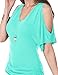 J.TOMSON Women's V-Neck & Crewneck Short Sleeve Cut Out Shoulder Top