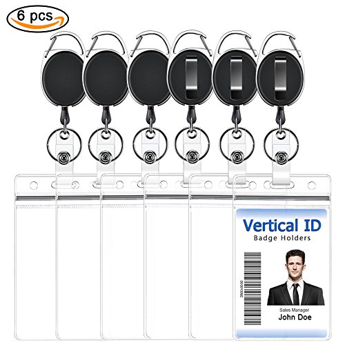 Buy Retractable Badge Holder, 6 Packs Retractable Carabiner Reel Clip