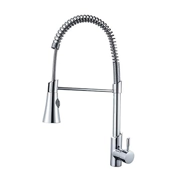 Bathroom Kitchen Sink Faucet Sliver Spring Solid Brass Hot And