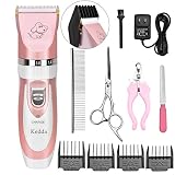 Pet Grooming Clippers, Kedda Rechargeable Cordless Dog Grooming Clippers Kit Low Noise Electric Hair Trimming Clippers Set For Small Medium Large Dogs Cats Other Animals (pink)