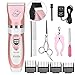 Pet Grooming Clippers, Kedda Rechargeable Cordless Dog Grooming Clippers Kit Low Noise Electric Hair Trimming Clippers Set For Small Medium Large Dogs Cats Other Animals (pink)