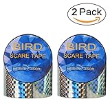 Super Sturdy Bird Repellent Scare Tape - Simple Reflective Control Device| Double Side Bird Deterrent-350Ft(700 Feet Total) Holographic Value Roll FOR Gardens, Greenhouse Docks and Boats (2-Pack)