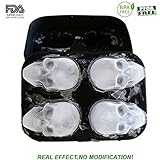 WllRun 3D Skull Silicone Ice Cube Mold Tray, Vivid Skull Mould, Four Giant Cavities, Cube Maker in Shapes for Juice, Jelly, Chocolate, Whiskey Ice, Cocktails, Cola, BLACK