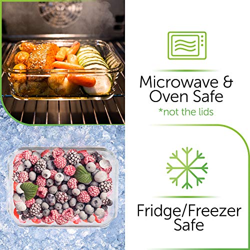 Glass Food Storage Containers with Lids - Glass Meal Prep Containers Glass Containers For Food Storage with Lids 18 Pcs. Glass Storage Containers with Lids Glass Food Containers Glass Lunch Containers