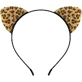 ZSPERKLA Leopard Cat Ears Headband Furry Cat Ears Hair Band Halloween Cosplay Costume Hair Accessories