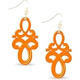 ZENZII Statement Resin Acrylic Double Scroll Colorful Drop and Dangle Earring for Women Girls