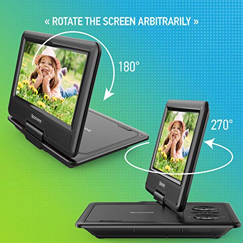Portable DVD Player 11.5" with 5 Hours Rechargeable Battery by SPACEKEY, 9" Swivel Screen, Support USB/SD Slot and 1.8M Car Charger, Support Memory and Region Free (Black) - Thumbnail 4