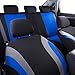 CAR PASS Line Rider Sporty Cloth 11PCS Universal Fit Car Seat Cover -100% Breathable with 5mm Composite Sponge Inside,Airbag Compatible,3zipper Bench(Full Set, Black and Blue)