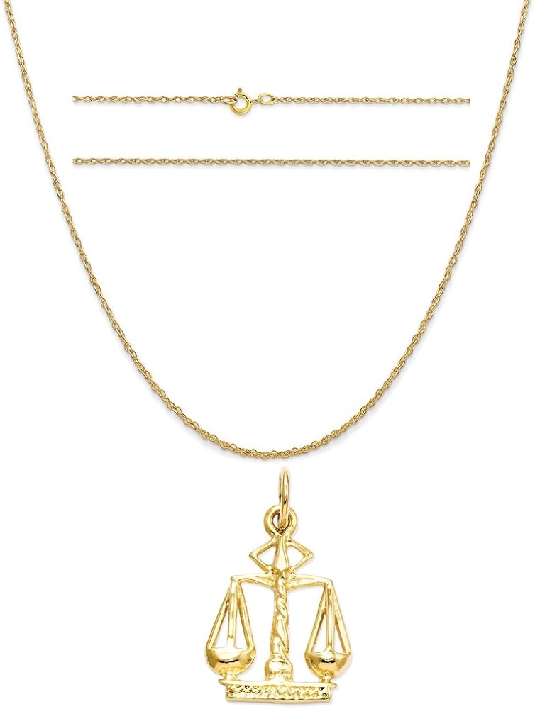 K&C 14k Yellow Gold Scales of Justice Charm on a 14K Yellow Gold Carded
