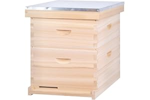 POLLIBEE 10 Frame Langstroth Beehives,Bee Keeping Starter Kit Includes 1 Deep Box & 1 Medium Box with Beehive Frames and Foundations,Complete Beehive Kit for Beekeeper