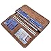 Mens Vintage Long Wallets Slim Bifold Card Holder Wallets (Brown)