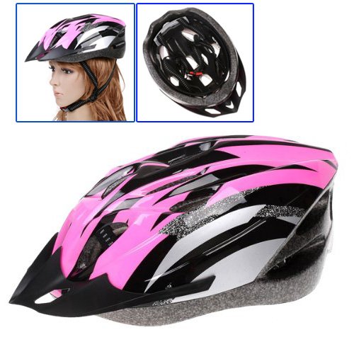 TOOGOO(R) Cycling Bicycle Adult Bike Handsome Carbon Helmet with Visor Pink Head Circumference 54-65cm/ Head-width Below 16cm