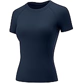 LOMON Womens Workout Tops Short Sleeve Raglan Athletic Shirts Yoga Gym Crewneck Quick Dry Tshirts