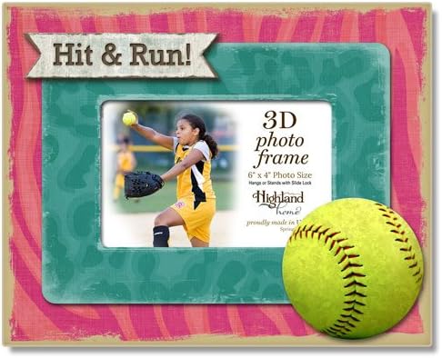 Highland Home Hit &amp; Run 3D Wooden Picture Frame, holds one 4" x 6" photo