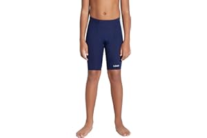 LEAO Youth Boys Swim Jammers Solid Swimsuit UPF 50+ Sun Pretection Quick Dry Athletic Swimming Shorts