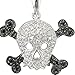 Amazon Collection Sterling Silver Black and White Cubic Zirconia Skull and Crossbones Pendant Necklace, 18