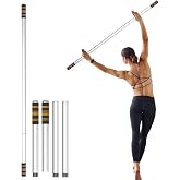 Queension 5ft Yoga Stick Adjustable Stretching Bar for Mobility &amp; Balance | Heavy-Duty Steel Multi-Functional Fitness Pole with 4 Steel Rods &amp; Comfort Foam Grips