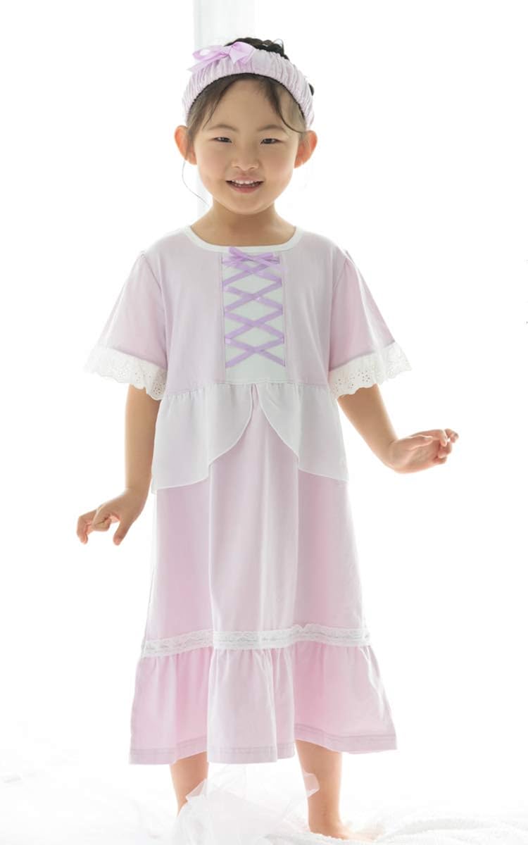 Amazon ラッピング対応可 子供 キッズ パジャマ ラプンツェル ドレス プリンセス パジャマ春夏 半袖 ナイト ドレス ネグリジェ ワンピース 子供 誕生日 プレゼント 90 95 100キッズドレス ナイトドレス110 1 130 140 クリスマスプレゼント パジャマ