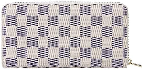 Tobert Checkered Zip Around Wallet Phone Clutch RFID Blocking with Credit Card Holder Organizer