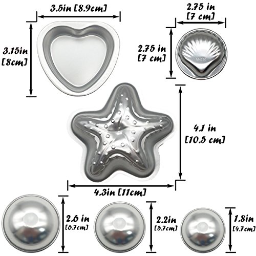 Bath Bomb DIY Kit,12PC Multi-shape Aluminum Molds(6 Hemispheres,2 tarfish,2 Heart,2 Shell),1x Powder Tamper,1 Set of Measuring Spoon,100x Wrapping Paper,50 Shrink Wrap Bag Crafting Starter Metal Set - Thumbnail 2