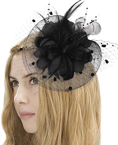 CHLONG Fascinators Hat for Women Feather Mesh Fancy Hat for Girls Wedding Cocktail Tea Party Headwear